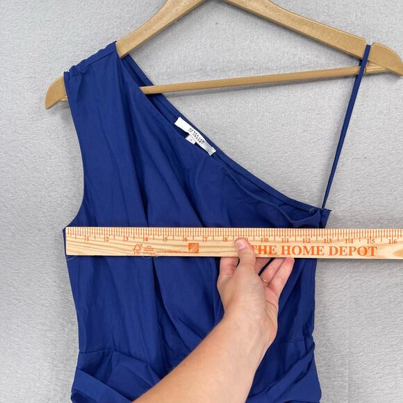 Derek Lam 10 Crosby Dress Womens 2 Blue One Shoulder Ballon Above Knee Tie Front - Picture 4 of 10